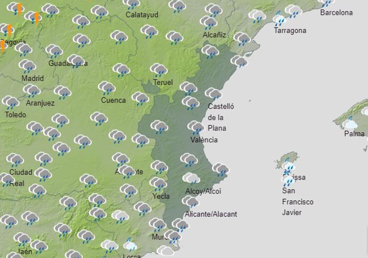 Mapa previsto para el sábado 9 de marzo.