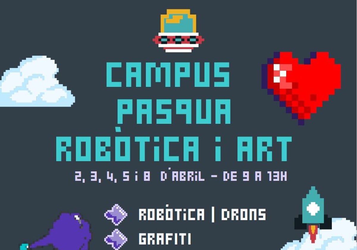 El cartel del campus de robótica y arte.