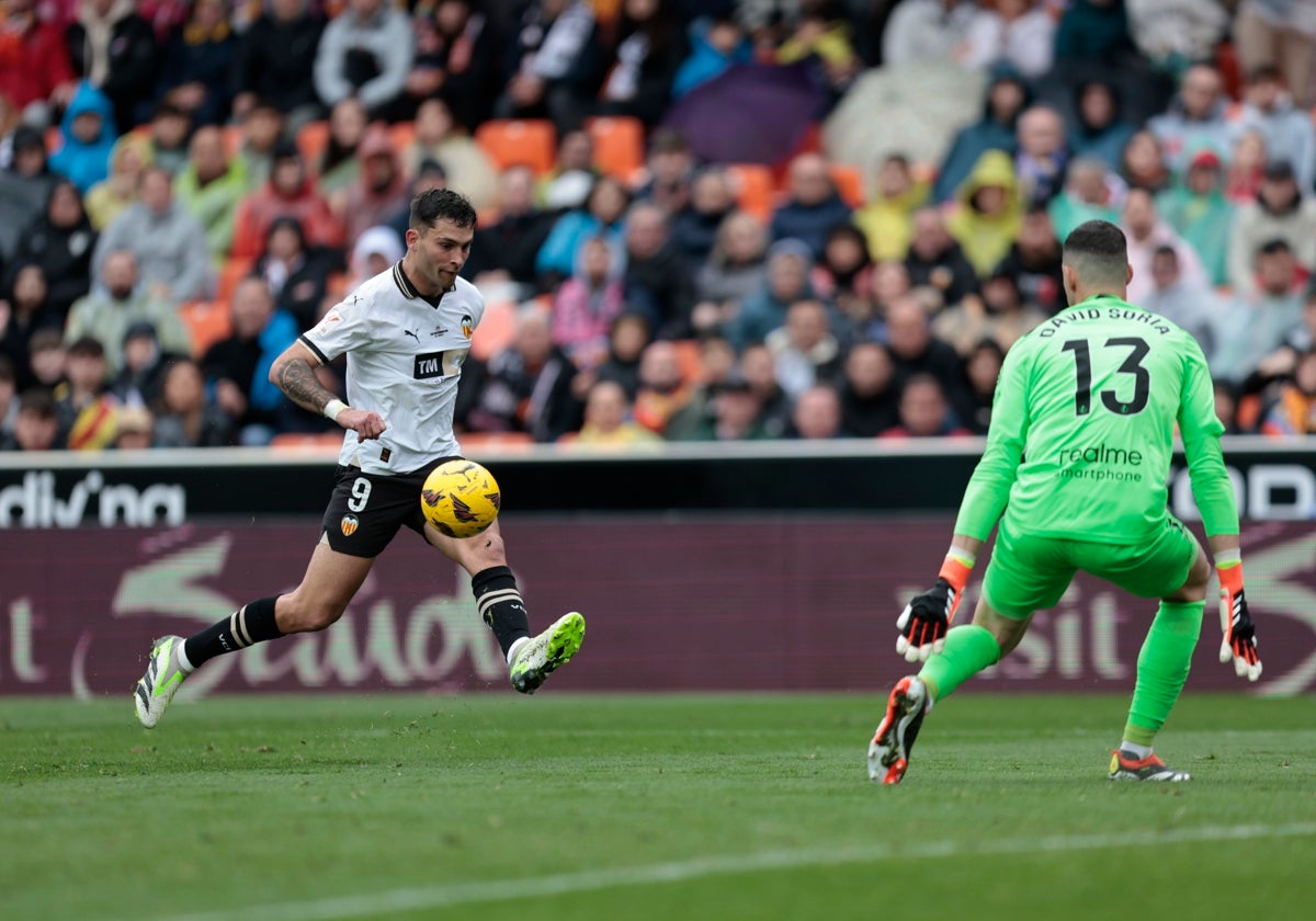 Hugo Duro, en la jugada del gol frente al Getafe.