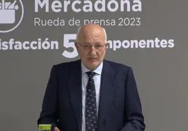 El empresario valenciano y presidente de Mercadona Juan Roig durante la rueda de prensa este martes.
