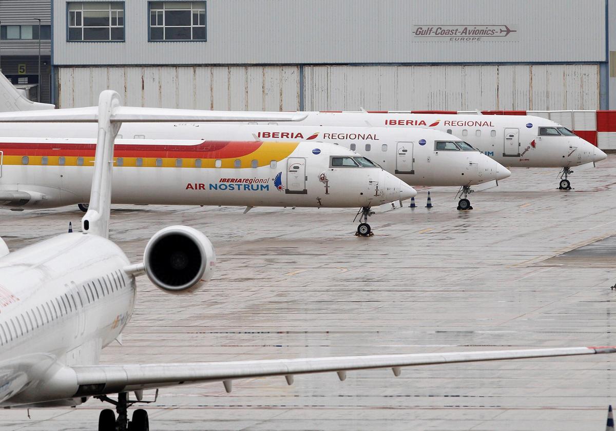 Aviones de Air Nostrum, aerolínea franquiciada de Iberia.