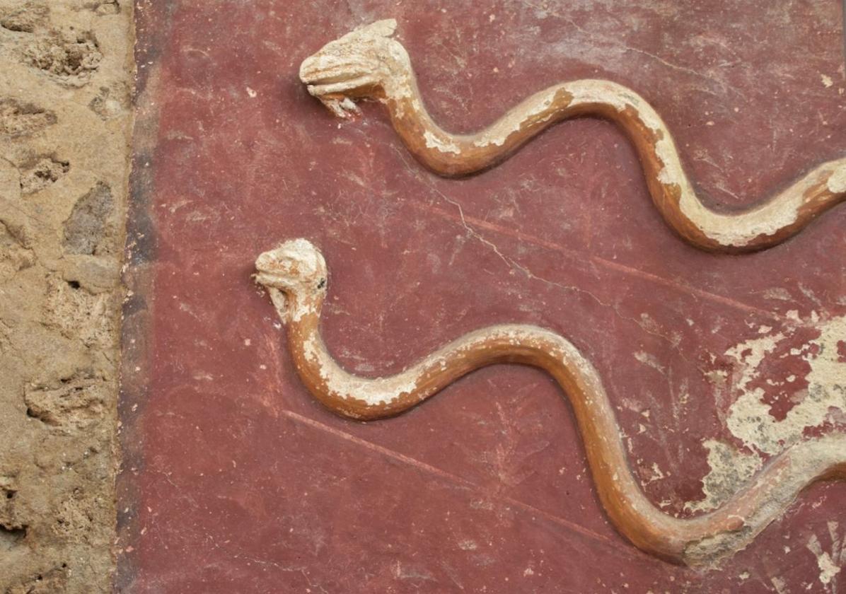 Uno de los murales encontrados por los arqueólogos en la última excavación en Pompeya.