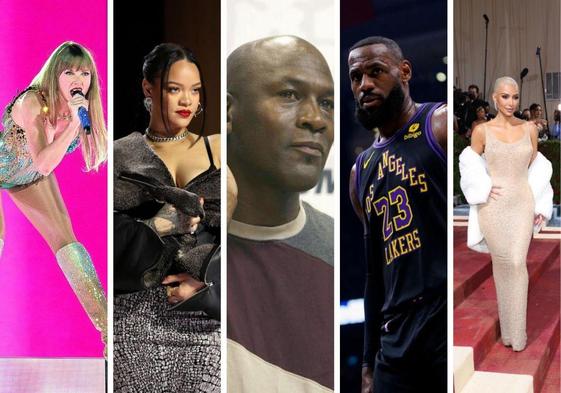 Taylor Swift, Rihanna, Michael Jordan, LeBron James y Kim Kardashian.