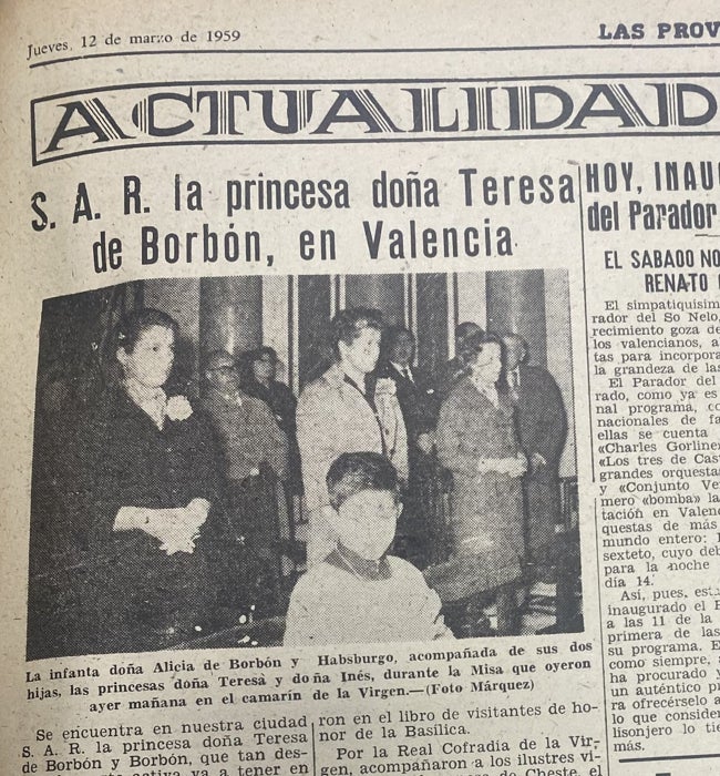 Imagen de archivo de la noticia publicada en LAS PROVINCIAS el 12 de marzo de 1959.