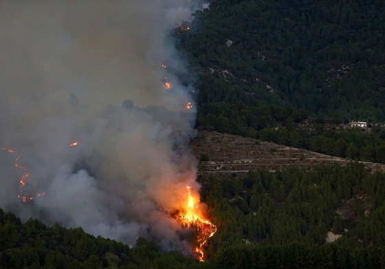 Un momento del incendio de Tárbena.
