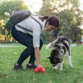 Una mujer recoge los excrementos de su perro en una imagen de archivo.