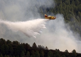 Una avioneta interviene en el incendio forestal de Tárbena.