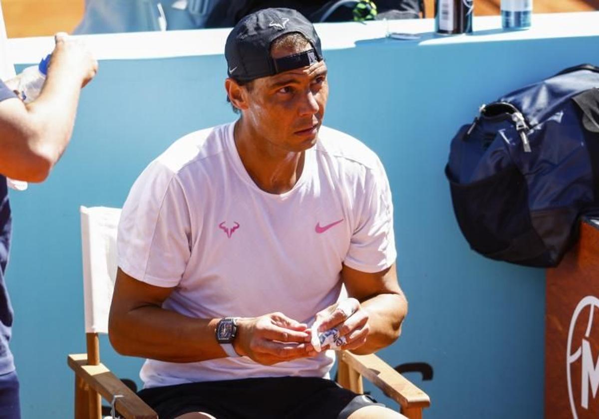 Nadal entrenando en la Caja Mágica.