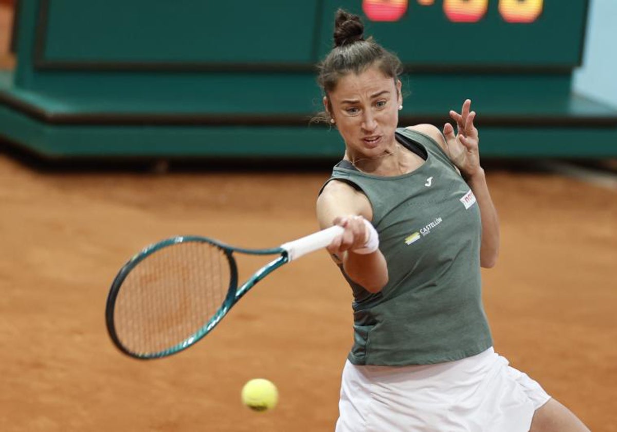 Sorribes, durante su partido contra Azarenka.