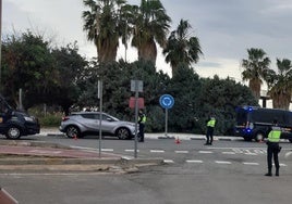 Un control policial en una rotonda de La Punta.