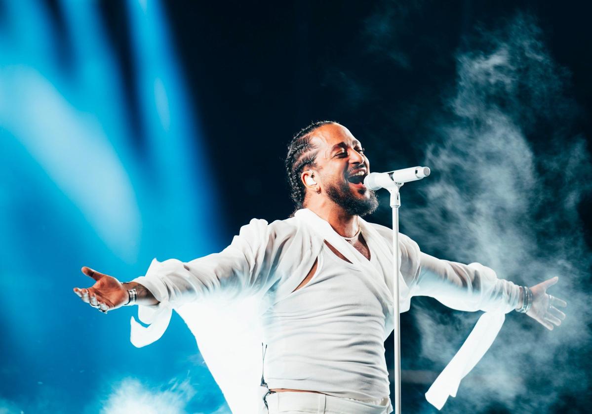 Slimane interpreta 'Mon Amour' en el primer ensayo de la Gran Final en el Malmo Arena.