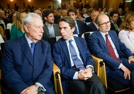 Javier Rupérez, José María Aznar, Higinio Marín y María José Catalá, este lunes.