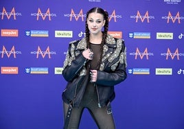 Tali posa en la alfombra turquesa antes de la ceremonia de apertura de la 68ª edición de Eurovisión.