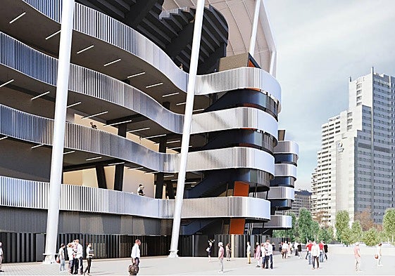 Figuración en 3D del futuro nuevo Mestalla.