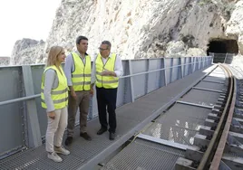 Mazón, junto a la consellera Pradas y el presidente de la Diputación, sobre el puente del Mascarat que se va a retirar.