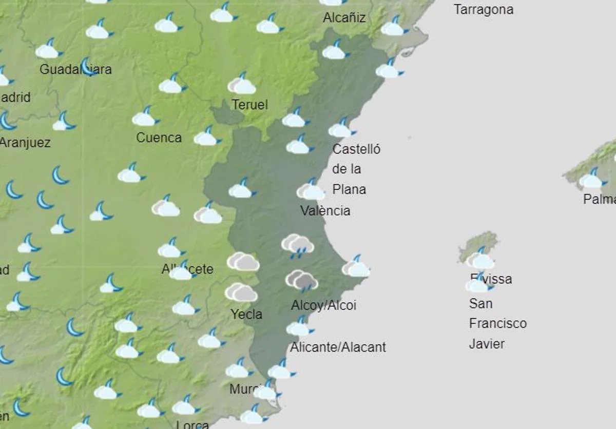 Aemet anuncia dónde lloverá en los próximos días en la Comunitat Valenciana