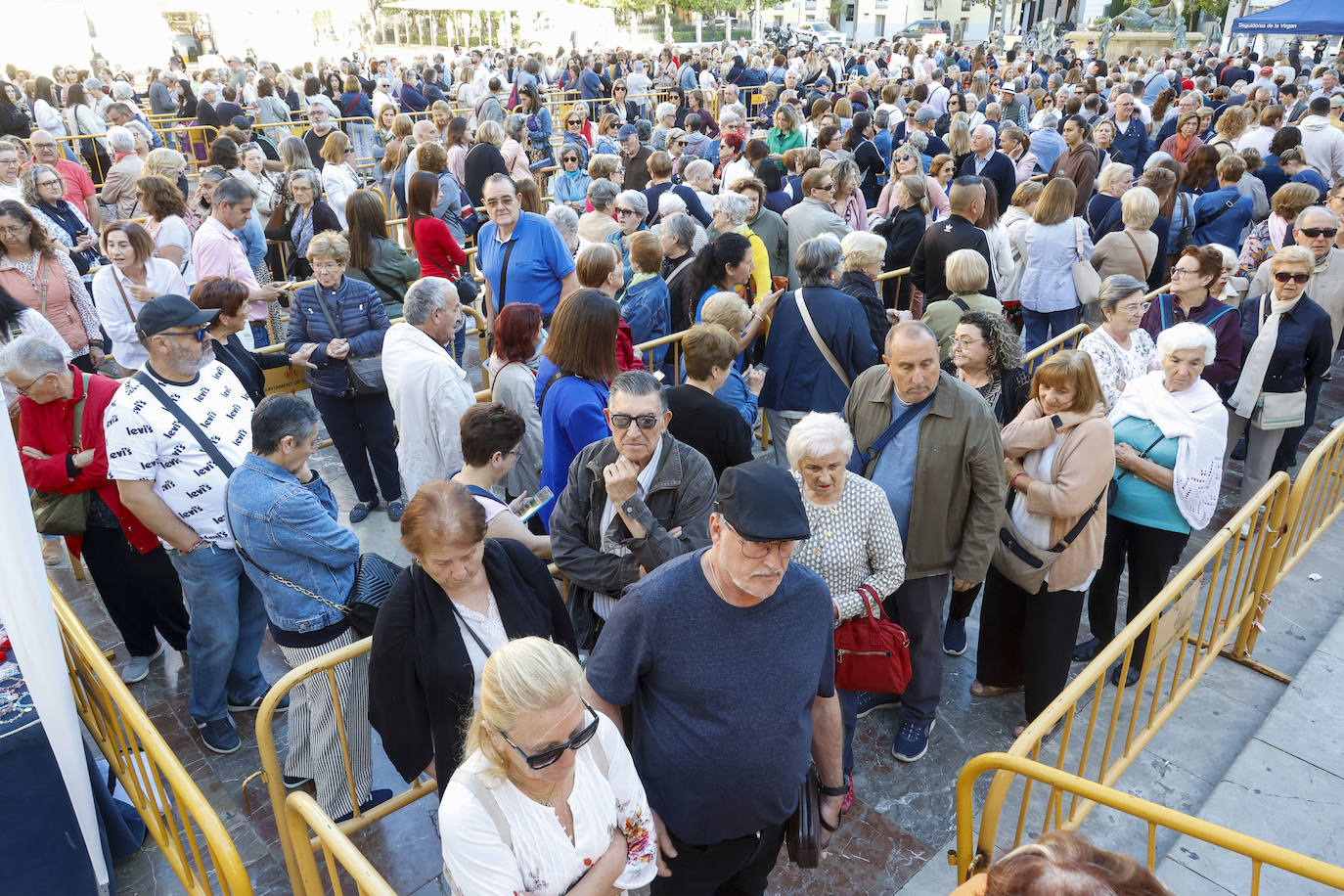 Cientos de valencianos acuden en masa al Besamanos de la Mare de Déu