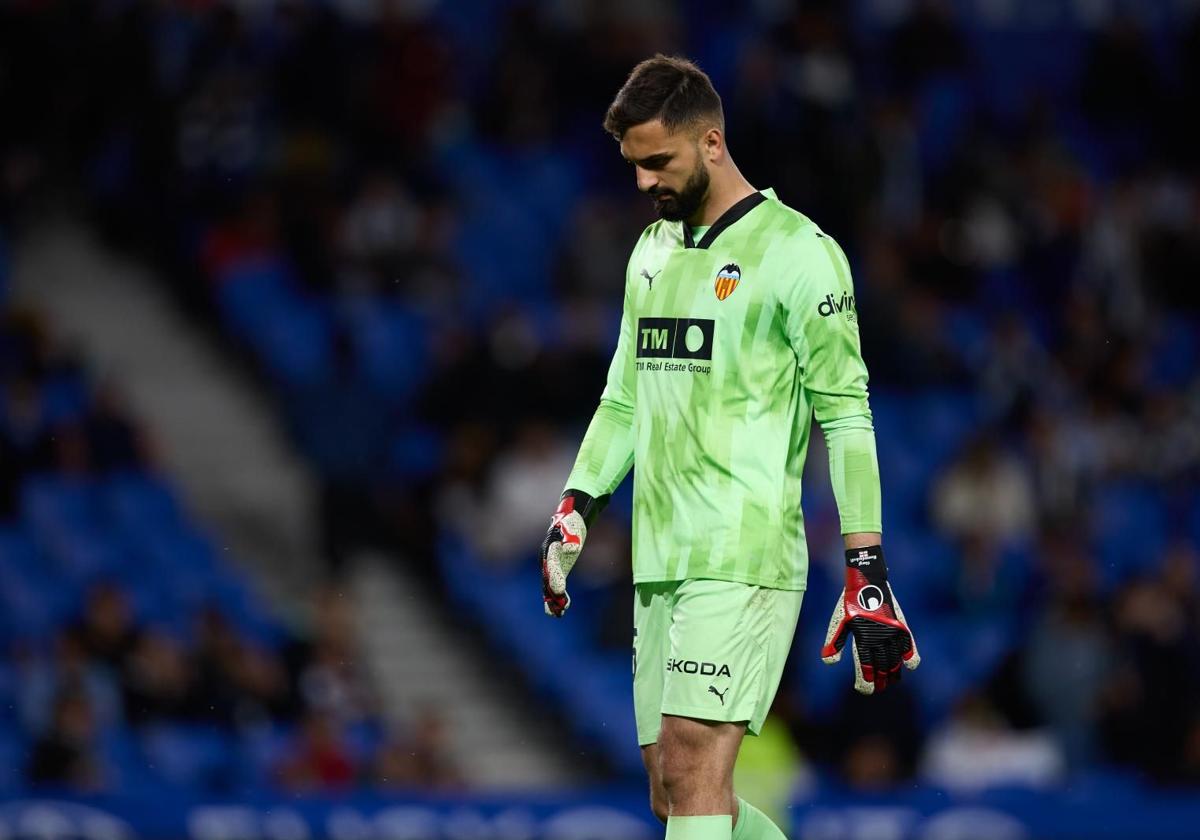 Mamardashvili, en el partido en Anoeta ante la Real Sociedad.