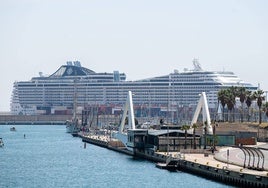 Un crucero de grandes dimensiones, en el puerto de Valencia.