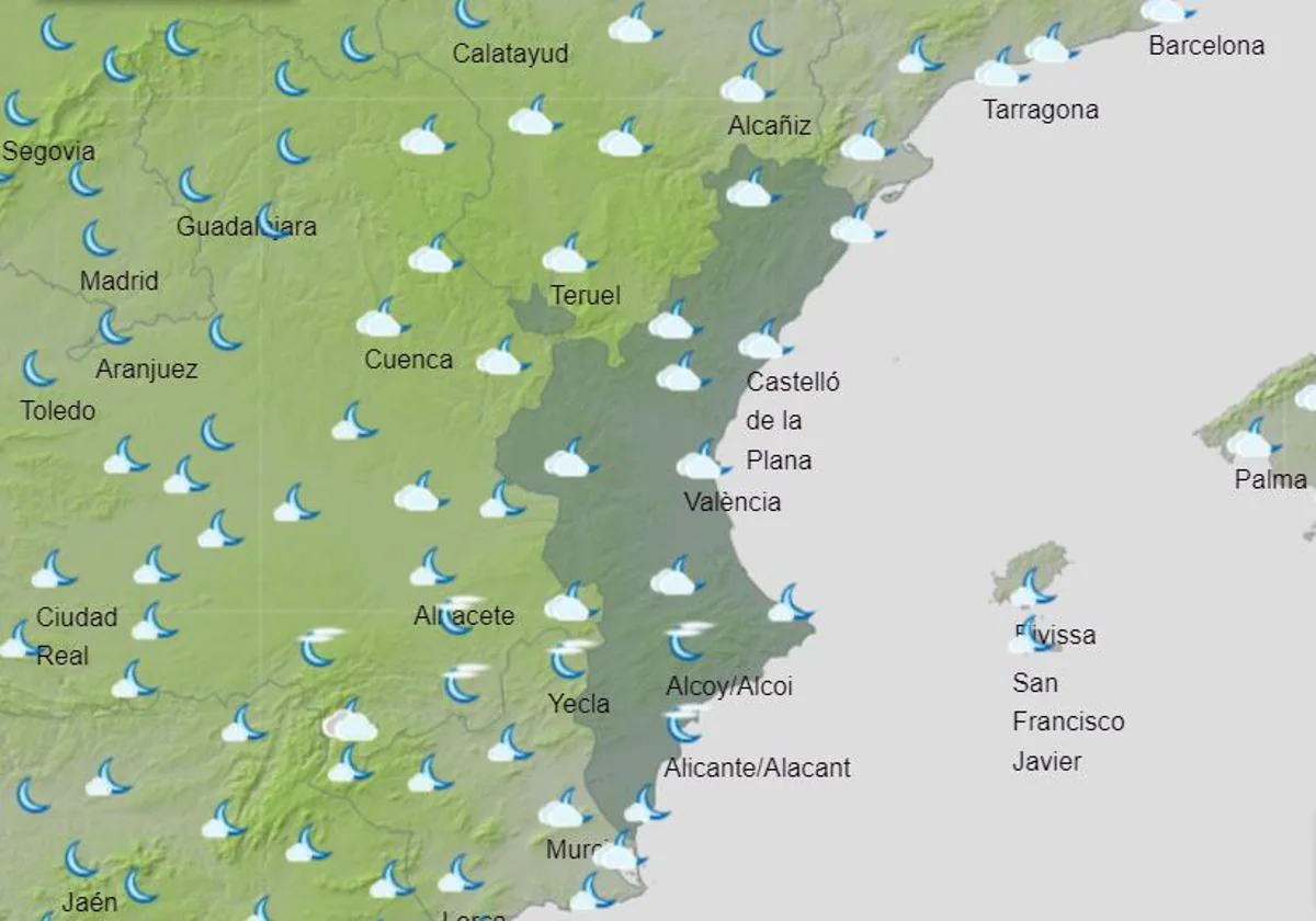 Aemet anuncia las zonas donde lloverá esta semana en la Comunitat Valenciana