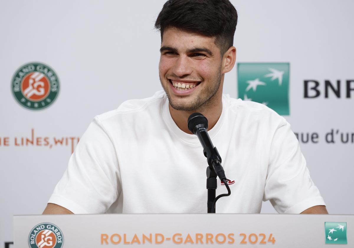 Carlos Alcaraz, durante la rueda de prensa en París. Imagen de archivo.