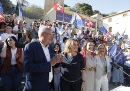 Ribera, junto a Grimalt, Pajín y Bernabé, en el mitin de Dénia.