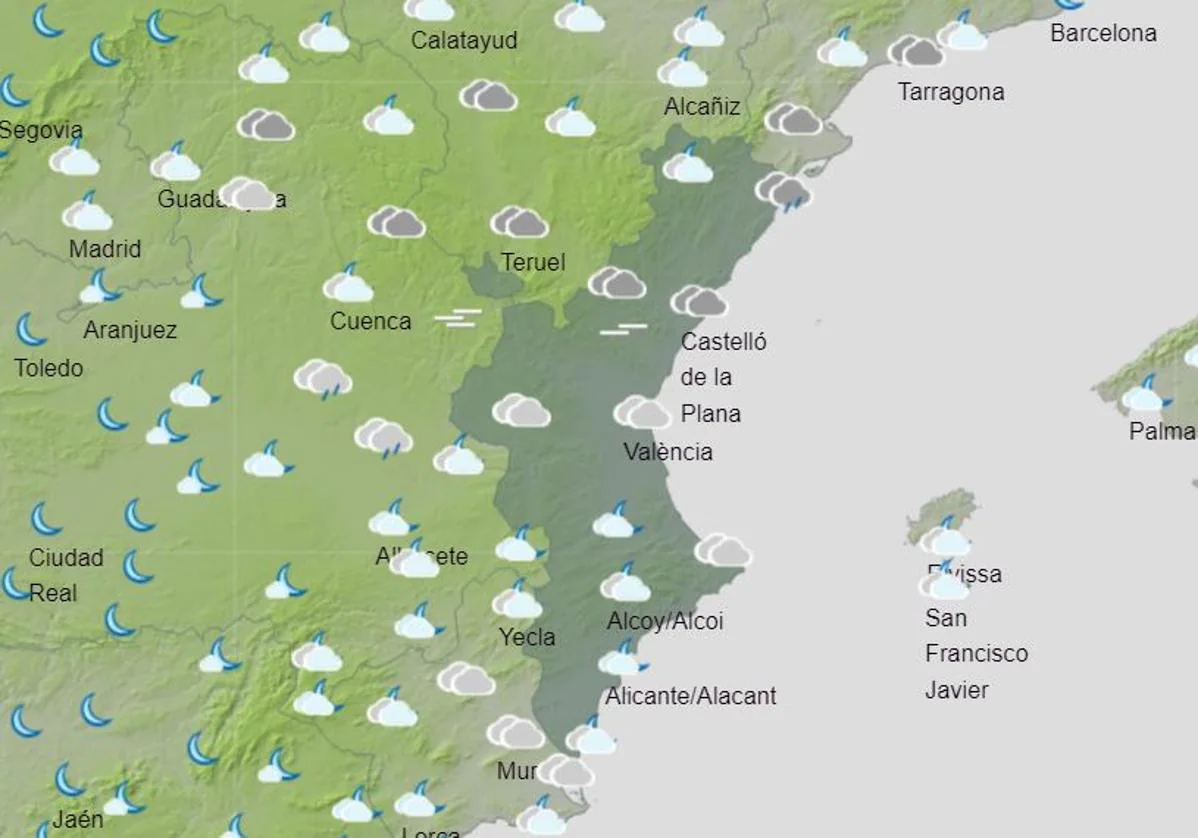 Aemet confirma nubes y probabilidad de chubascos dispersos en la Comunitat Valenciana durante los próximos días