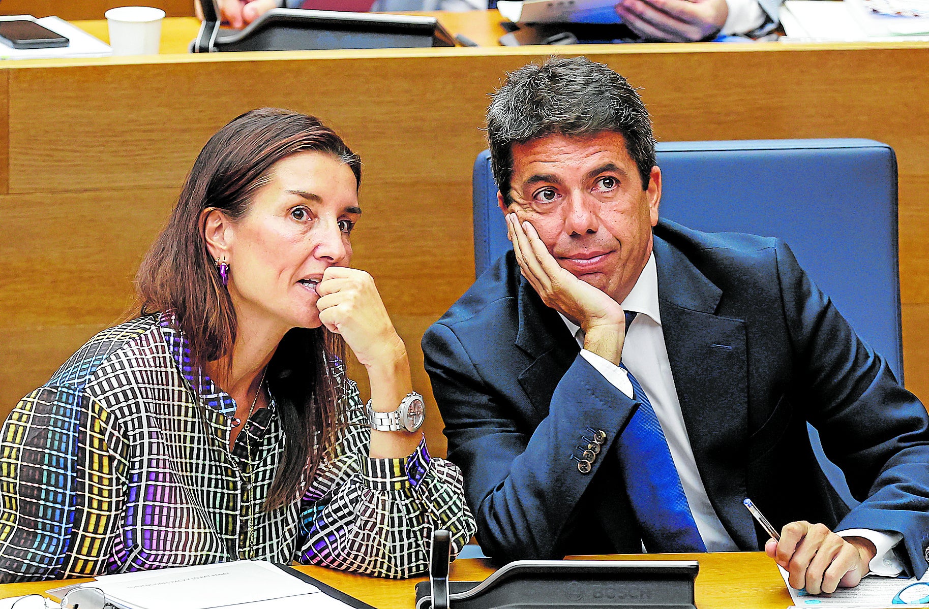 La titular de Hacienda, Ruth Merino, y el president Carlos Mazón.