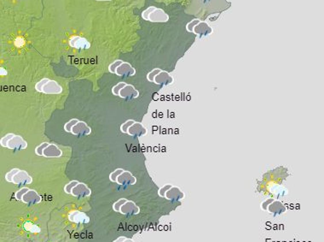 Alerta naranja de Aemet por lluvias y tormentas en Valencia y Alicante