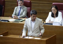 Carlos Mazón durante la sesión de control al Consell.