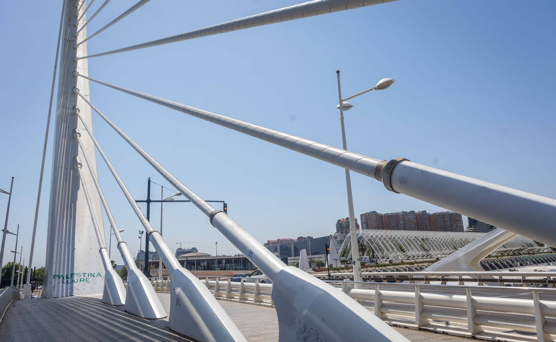 Las protestas a favor de Palestina llegan al puente de Calatrava