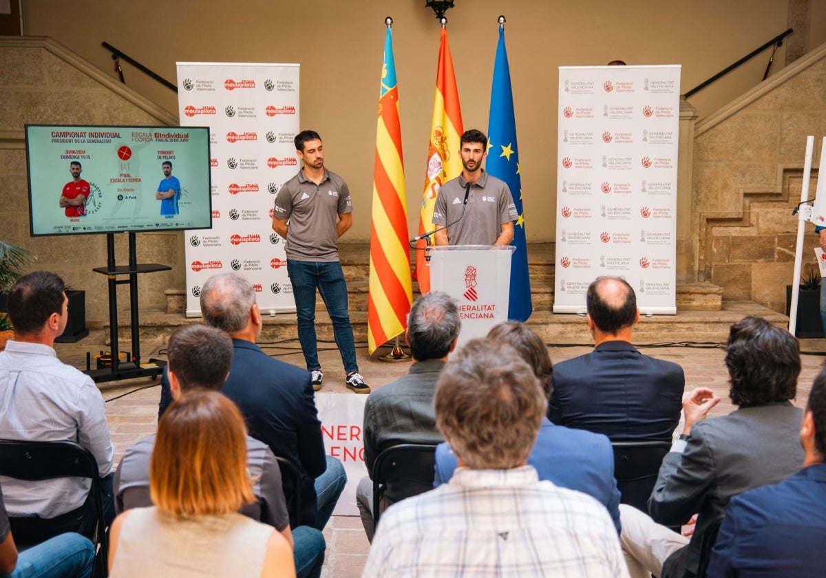 Giner y Marc, durante la presentación del Individual de escal i corda.