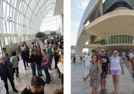 El interior del Palau de la Música y el exterior del Palau de les Arts.