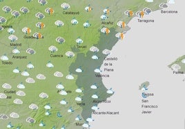 Mapa de lluvias previsto para el sábado.