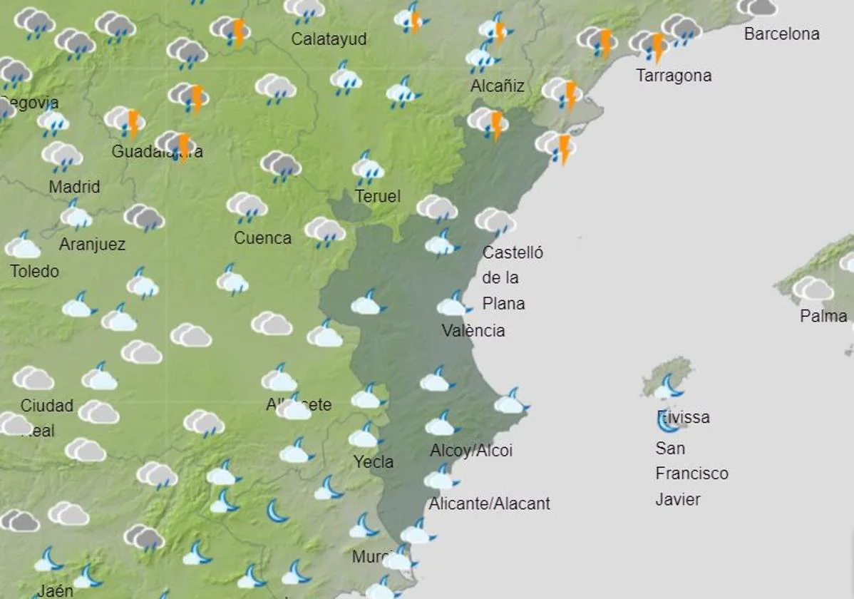 Aemet anuncia chubascos y tormentas en la Comunitat y activa un aviso amarillo en Valencia