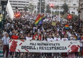 Manifestación con motivo del Día Internacional del Orgullo LGTBI en Valencia.