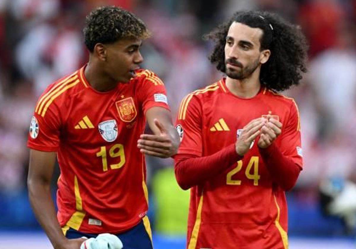 Lamine Yamal y Marc Cucurella.