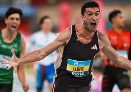 Quique Llopis celebra efusivamente al termino de una competición