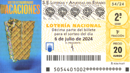 Décimos del sorteo extraordinario Lotería Nacional 'Vacaciones'.