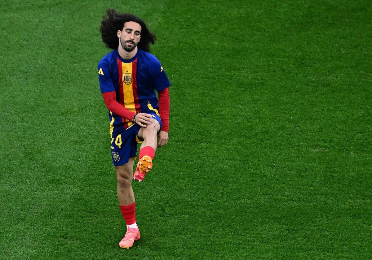 Marc Cucurella, minutos antes del inicio del España-Francia en Munich.