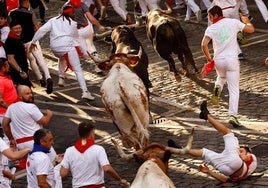 Seis heridos en el quinto encierro de San Fermín, uno de ellos pisoteado