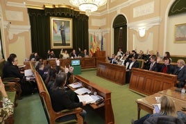 Pleno del Ayuntamiento de Castellón donde gobiernan en coalición PP y Vox.