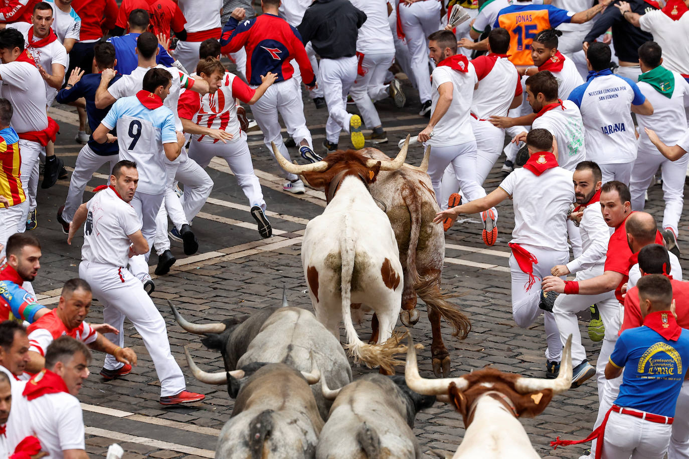 Las mejores imágenes del séptimo encierro de San Fermín 2024