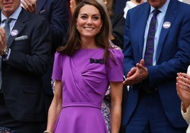 kate Middleton en su reaparición pública, este domingo, en la final de Wimbledon.