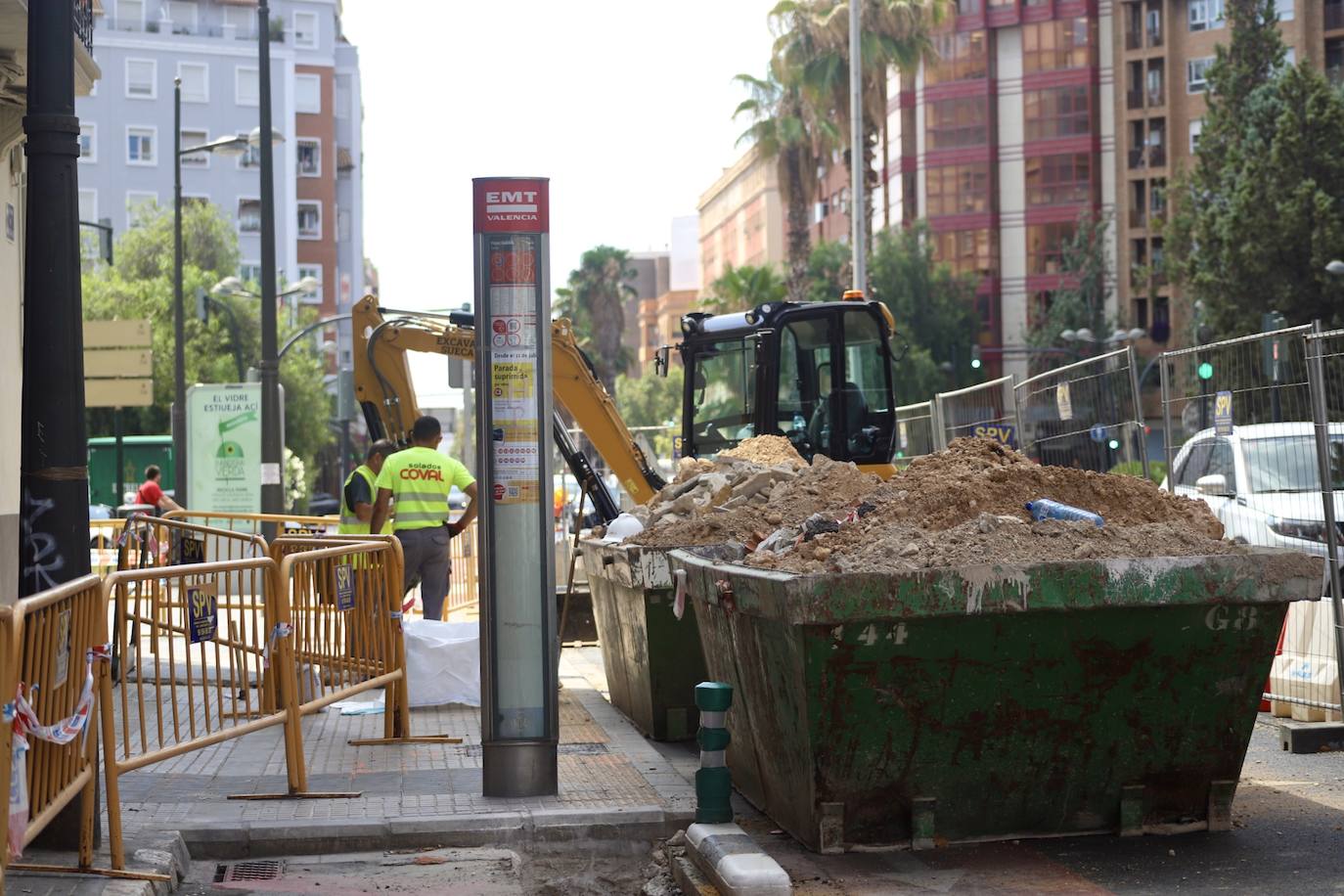 Obras en la avenida Cardenal Benlloch de Valencia