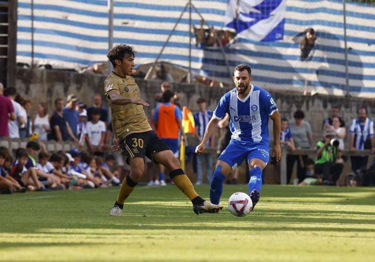 Rioja, en el amistoso contra la Real Sociedad.