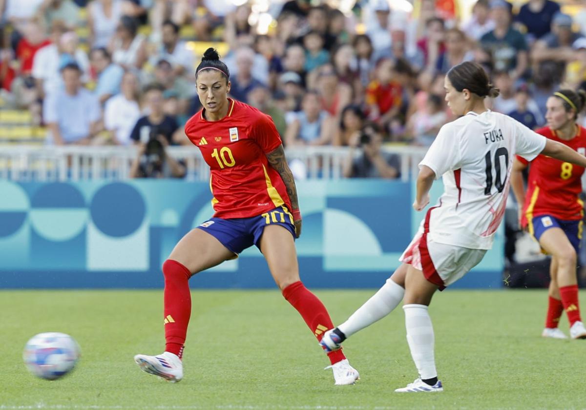 Jenifer Hermoso, durante el partido de España ante Japón.