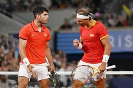 Nadal y Alcaraz, en su primer partido en estos Juegos Olímpicos de París.