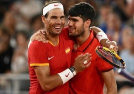 Rafa Nadal y Carlos Alcaraz, en París.