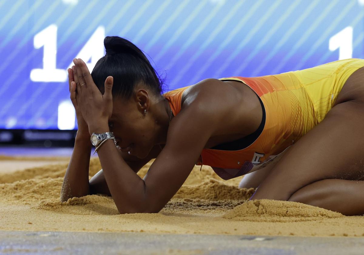 Ana Peleteiro en la final de triple salto de los Juegos Olímpicos de París